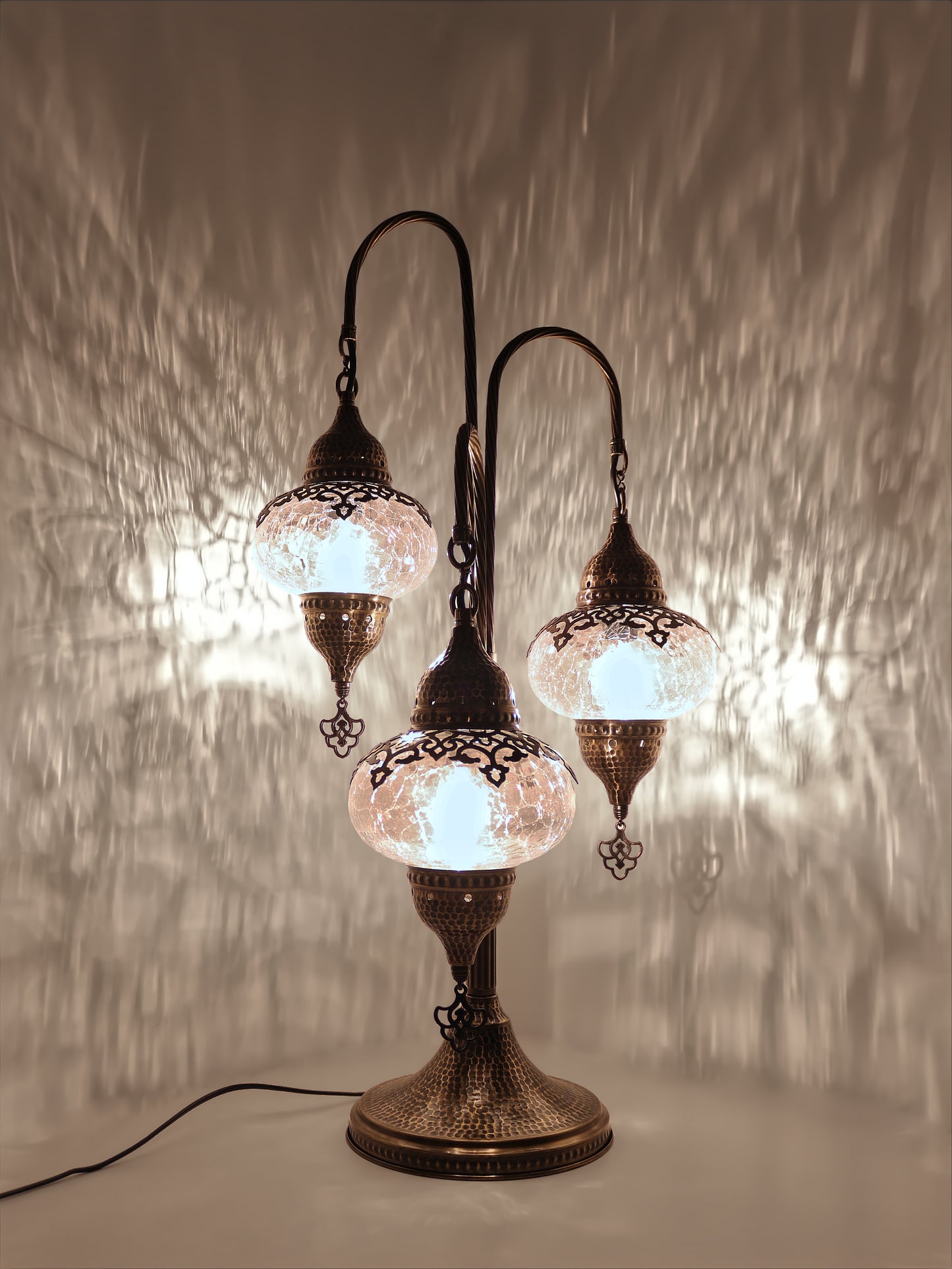 Swan Neck Mosaic Table Lamp, Gold, Model 3 (Medium) - Mosaic Lamps